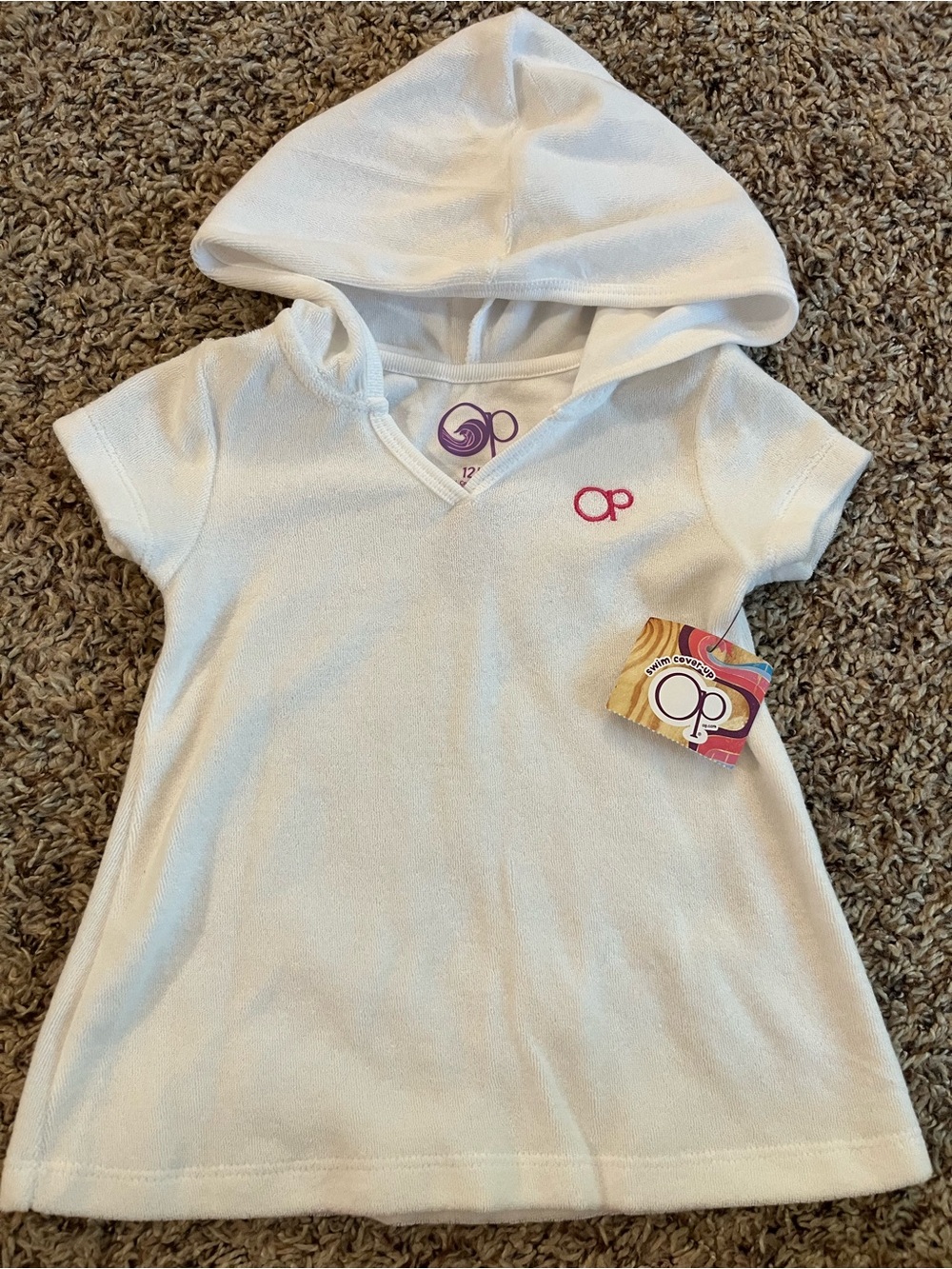 NWT OP white terry cloth cover up, baby girl - coastal, vacation, sporty